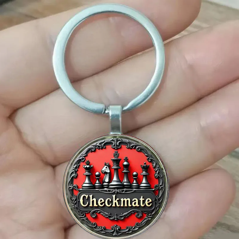 Llavero con temática de ajedrez occidental de estilo retro, regalo para entusiastas de los ajedrez, cumpleaños, Navidad, entusiastas del aniversario de graduación,