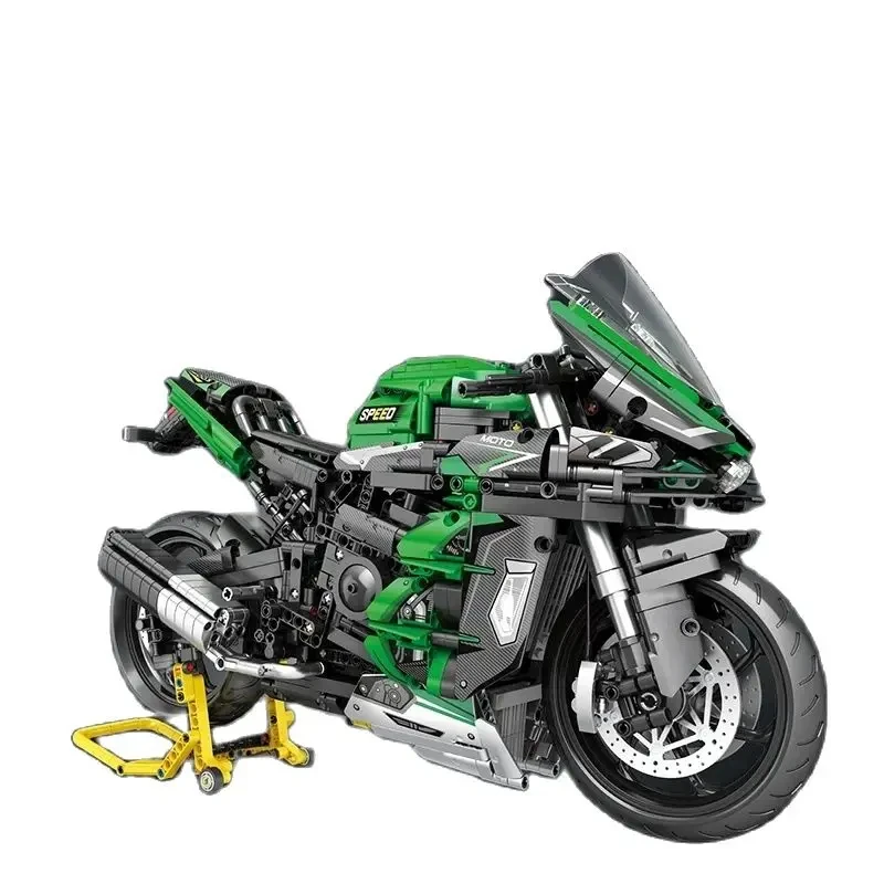 AMAZINGBLOKS 2088PCS H2 SX Motorrad Bausteine Stadt Racing Motorrad Modell Ziegel Desktop Dekoration Display kinder DIY Spielzeug Geschenke 3