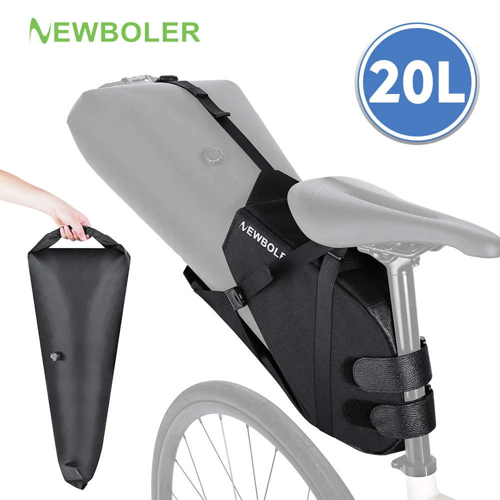 Image of NEUE 20L Fahrradtasche Wasserdichte Große Kapazität Fahrradsatteltasche Faltbare Hecktasche Bikepacking MTB Rennrad Gepäcktasche