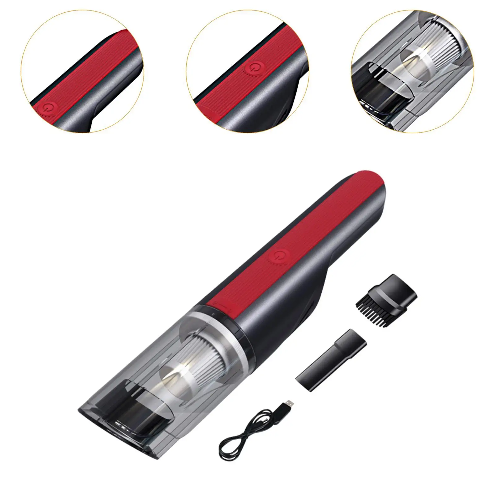 Car Vacuum Cleaner Powerful Red High Power Portable Compact 12000PA Lightweight Automotive Interior Cleaner for Pet Hair RV