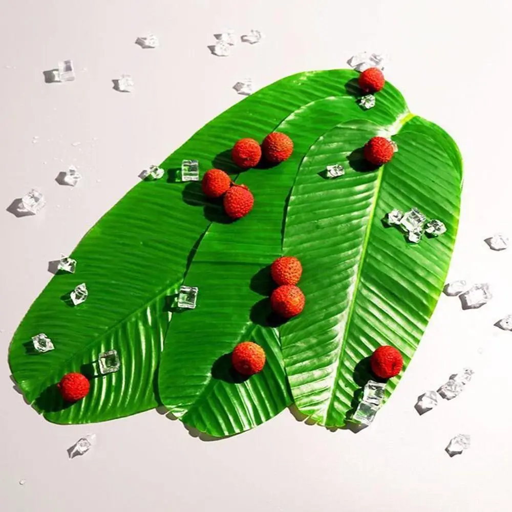 1Pcs Waterproof Artificial Green Plants Banana Palm Tree Leaves Home Garden Party Wedding Decor Table Mat Fruits Plate