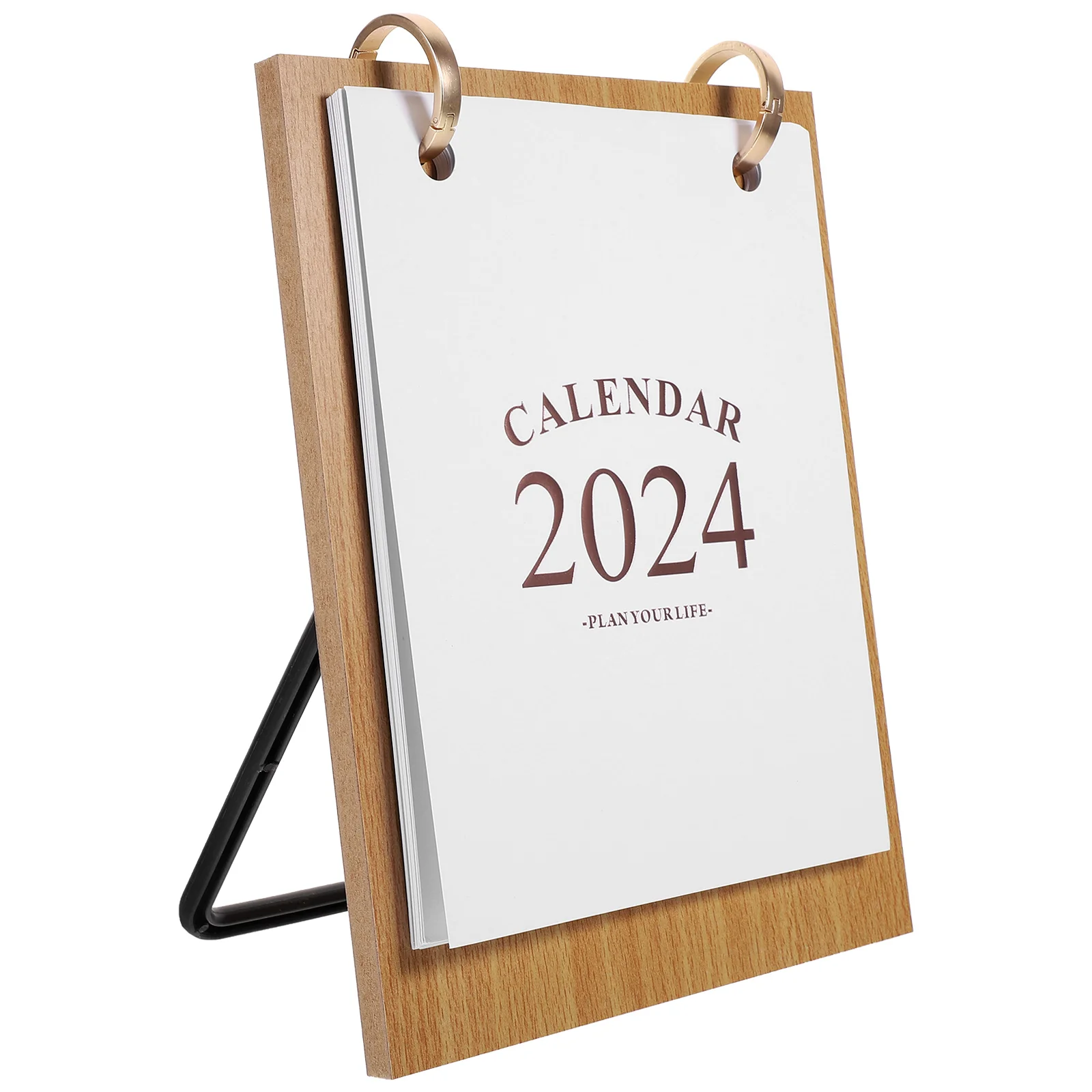 2024 English Mini Table Calendar with Wooden Stand Standing Flipped Calendar 2024 Calendar for Decor Daily Memo Calendar Planner