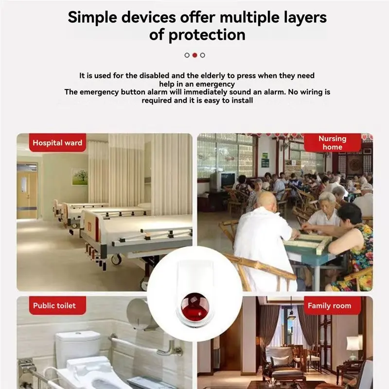 【NÄHRLICHHEIT】 Notfall-SOS-One-Click-Wireless-Rufgerät für behinderte Personen, Toilettenzugriffsalarm, hilft akustischer visueller Alarm
