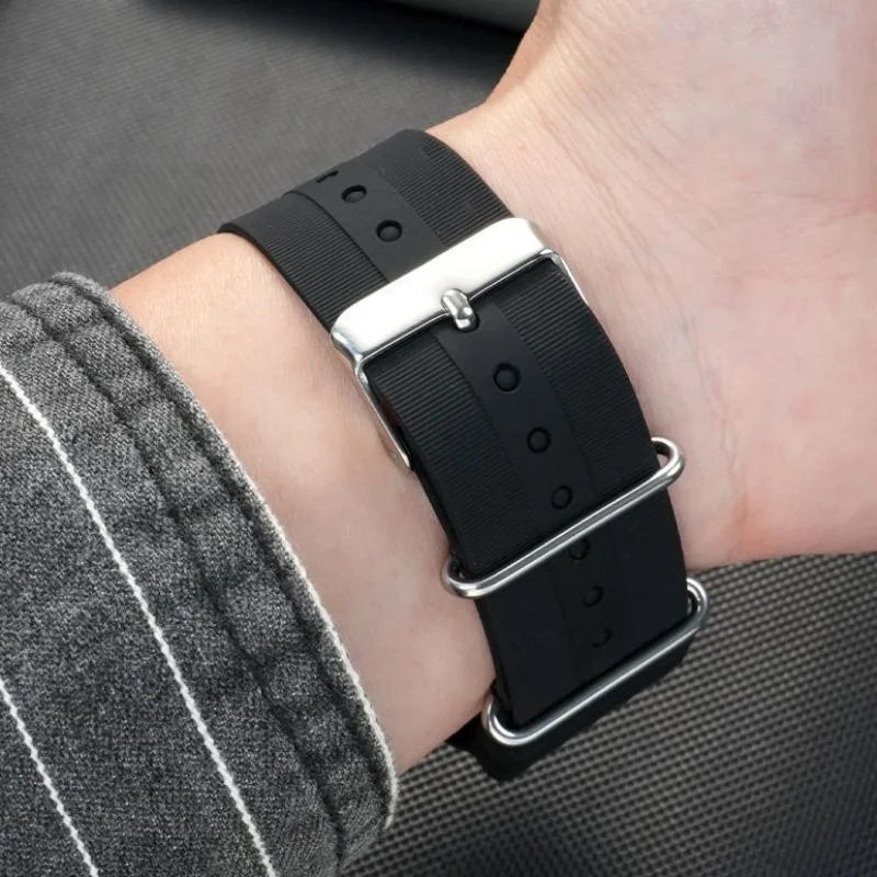 Uniwersalny pasek do zegarka 20mm 22mm z wysokowytrząsowej gumy silikonowej, miękki i lekki, do IWC SEIKO Tissot Omega