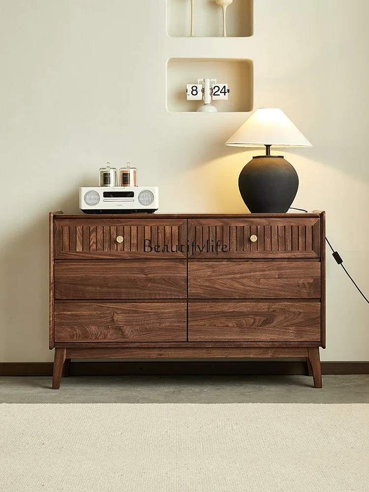 

LD33North American black walnut all solid wood six-chest cabinet medium antique log light luxury storage cabinet