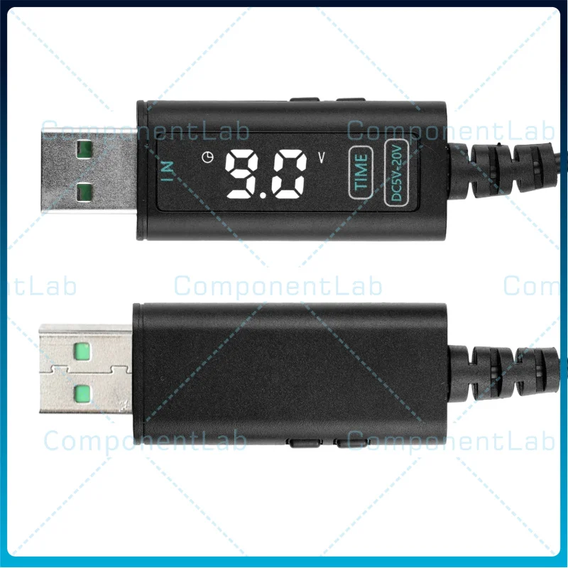 2pcs DC 5V/12V/20V Smart Boost Cable Adjustable Voltage Laptop PD Optical Modem Router Fast Charging Cable