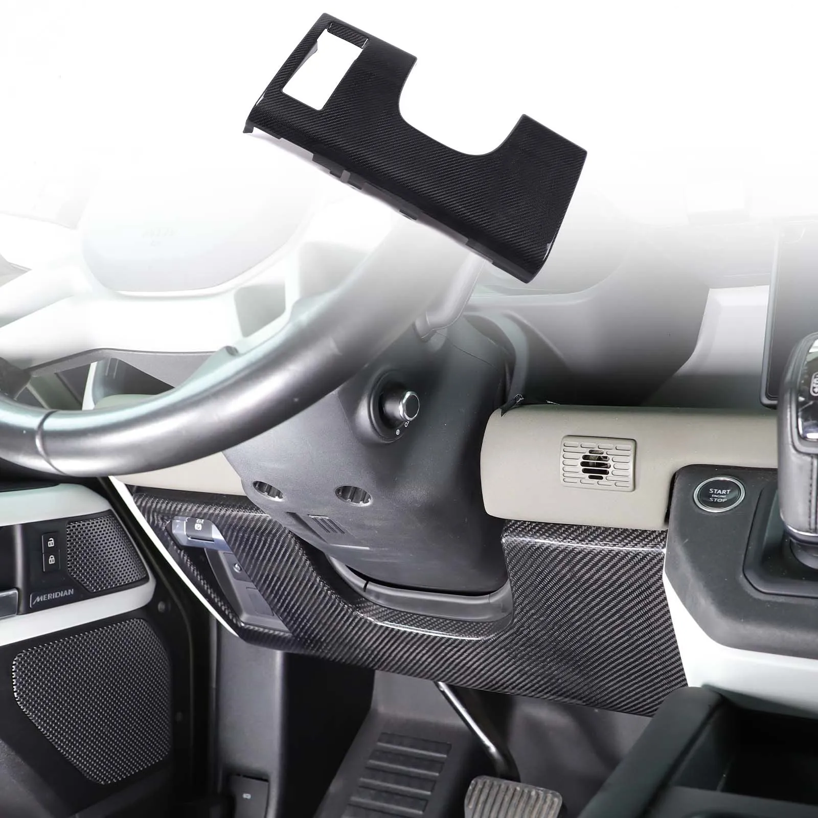 

1 шт. настоящее углеродное волокно для Land Rover Defender 90 110 130 2020-2025 + автомобильное рулевое колесо под защитной панелью, наклейка, автомобильные аксессуары