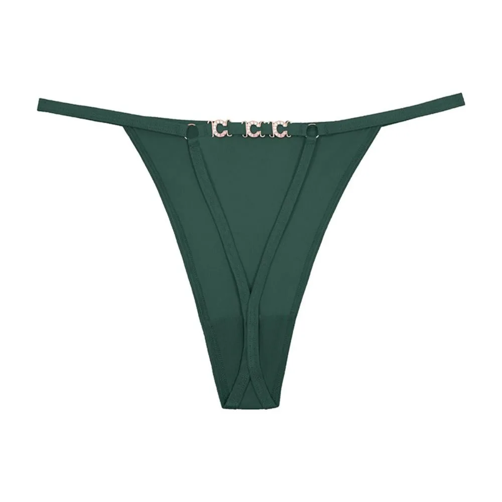 

Simple Letter Belt Metal Ring Panties Thin Strap Seamless Rhinestone Thong Female Lingerie Low Waist Women's Underpants Girl