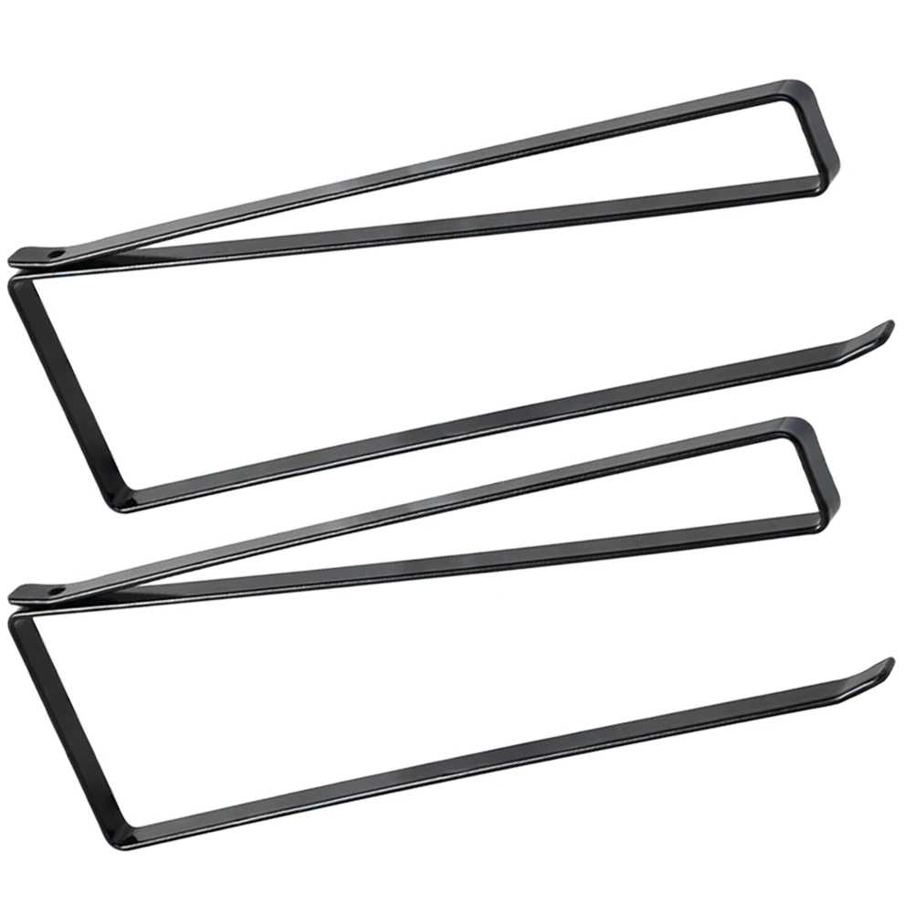

2pcs Iron Paper Towel Holder under Cabinet Roll Dispenser Rack Black Wrought Kitchen Storage No Drill Hanging Shelf