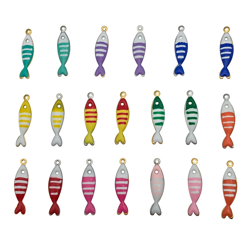 

30pcs/lot DIY Mix Jewelry Accessories Stainless steel double-sided Enamel Oil Dripping Colorful Striped Pendant For Bracelet