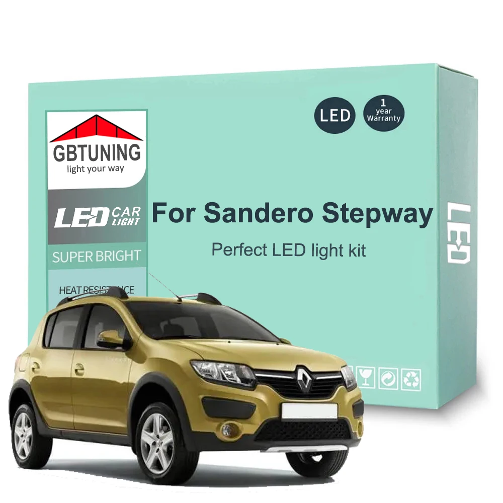 

9Pcs Canbus Car LED Interior Dome Light Bulb Kit For Dacia Renault Sandero Stepway 2008- 2018 2019 2020 2021 2022 Accessories