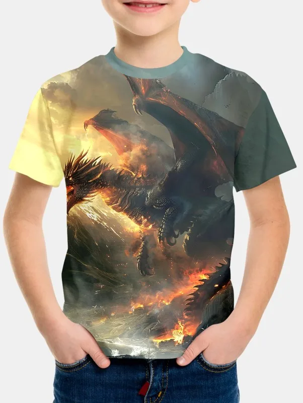 

Футболка Black Dread of the Dragon для мальчиков, детская одежда, детская одежда для мальчиков, топы, рубашки с короткими рукавами, футболки 2024, футболки