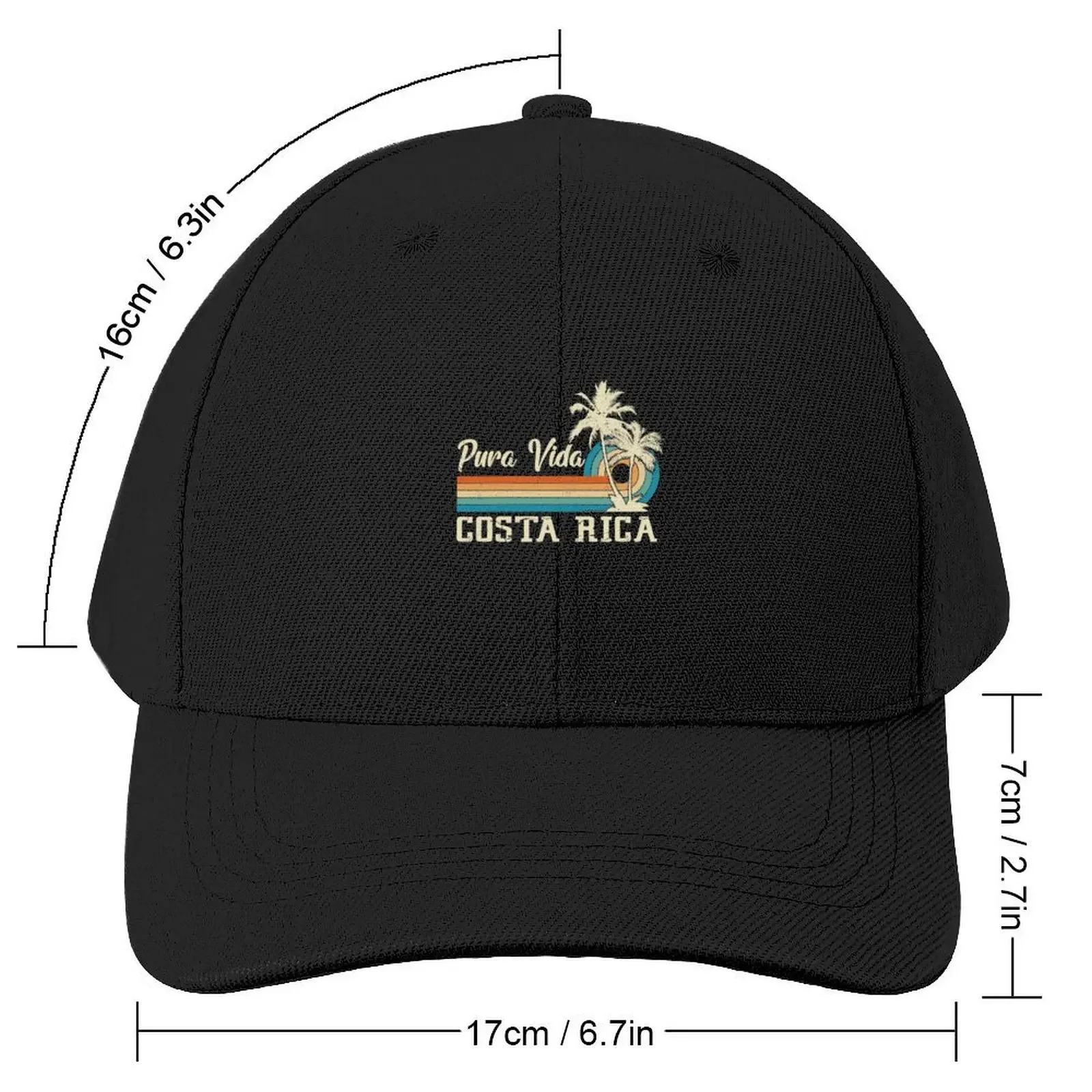 Pura Vida Costa Rica Shirt Retro Beach Vacation Shirt Souvenir Beach Baseball Cap Streetwear Hats Woman Men's