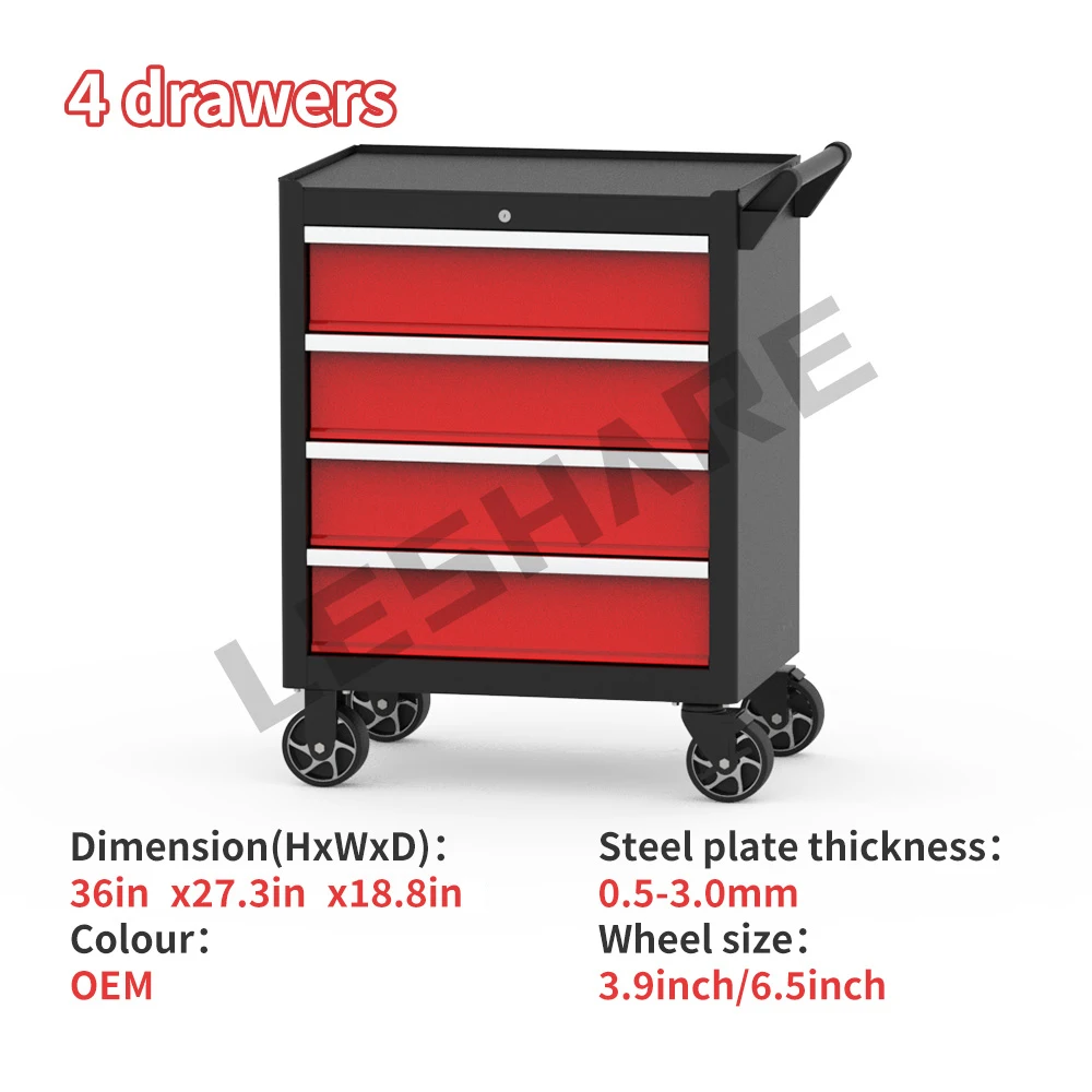 China OEM Wholesale 4 Drawer Rolling Roller Trolley Workshop Metal Cheap Tool Cabinets Chest Garage