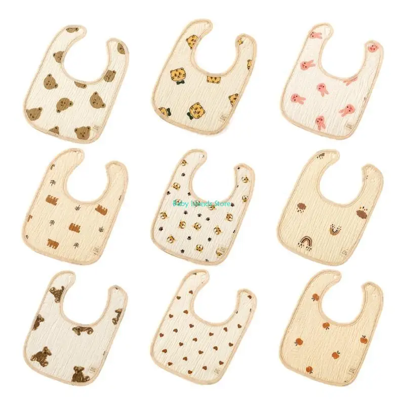 

K92D Multipurpose Feeding Bib Cotton Baby Ushaped Bib High Absorbent Saliva Towel for Spit up, Wiping, Teething and Eating