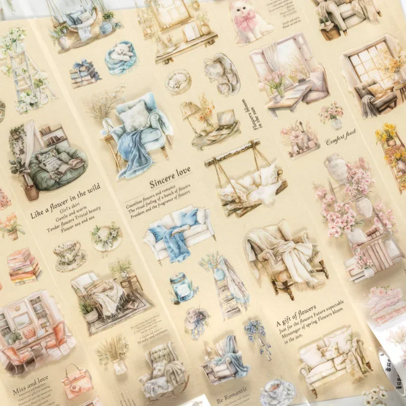 家の造園用の粘着性のペットテープ,暖かい裏地,緑の植物スペース用品,スクラップブック,60mm x 2m, 1ロール