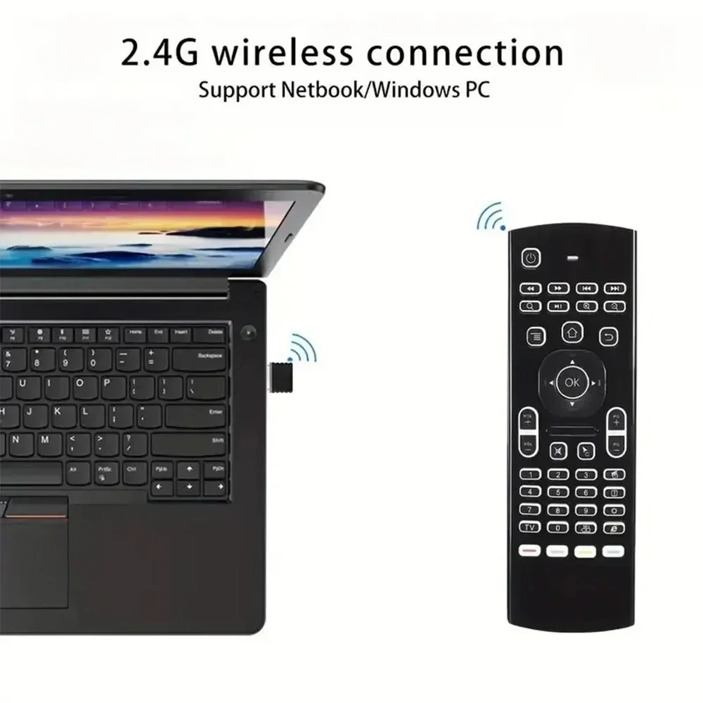 ماوس هوائي عالمي للتحكم عن بعد MX3 صوت بإضاءة خلفية 2.4G RF لوحة مفاتيح لاسلكية لـ Android TV Box X96 Mini H96 MAX للتلفزيون الذكي