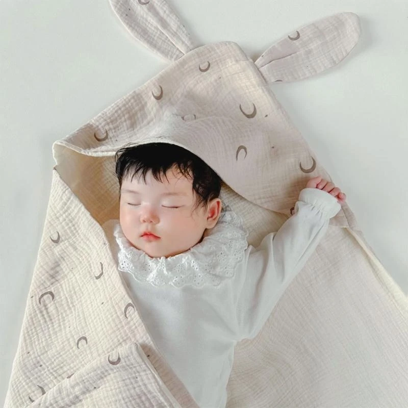 J15U بطانية أطفال لطيفة مكونة من أربع طبقات من القطن لحديثي الولادة بطانية متعددة الأنماط