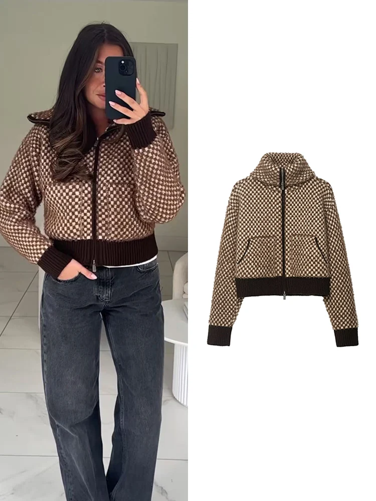 

TFMLN осенний новый женский свитер с воротником на молнии, зимняя утолщенная тонкая водолазка, женский вязаный кардиган, модный повседневный