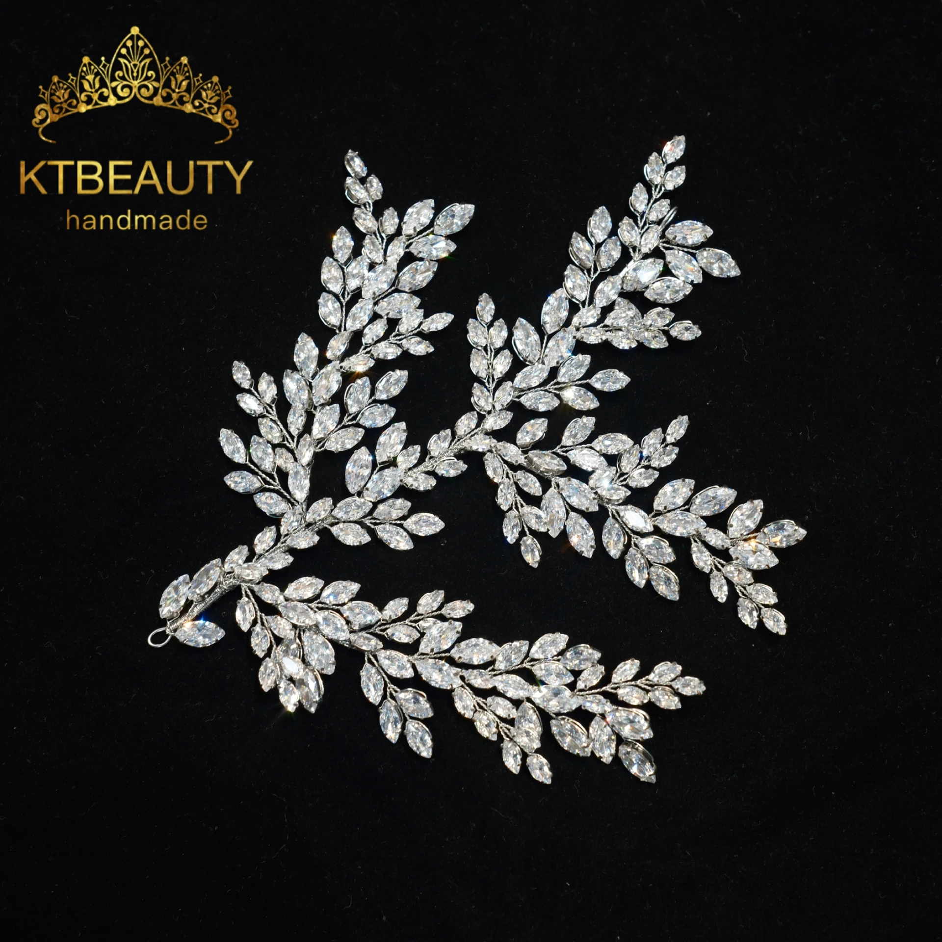 

Набор роскошных свадебных украшений для волос Ktbeauty: модные аксессуары для волос с цирконами, 3 дизайна, популярные женские украшения для волос