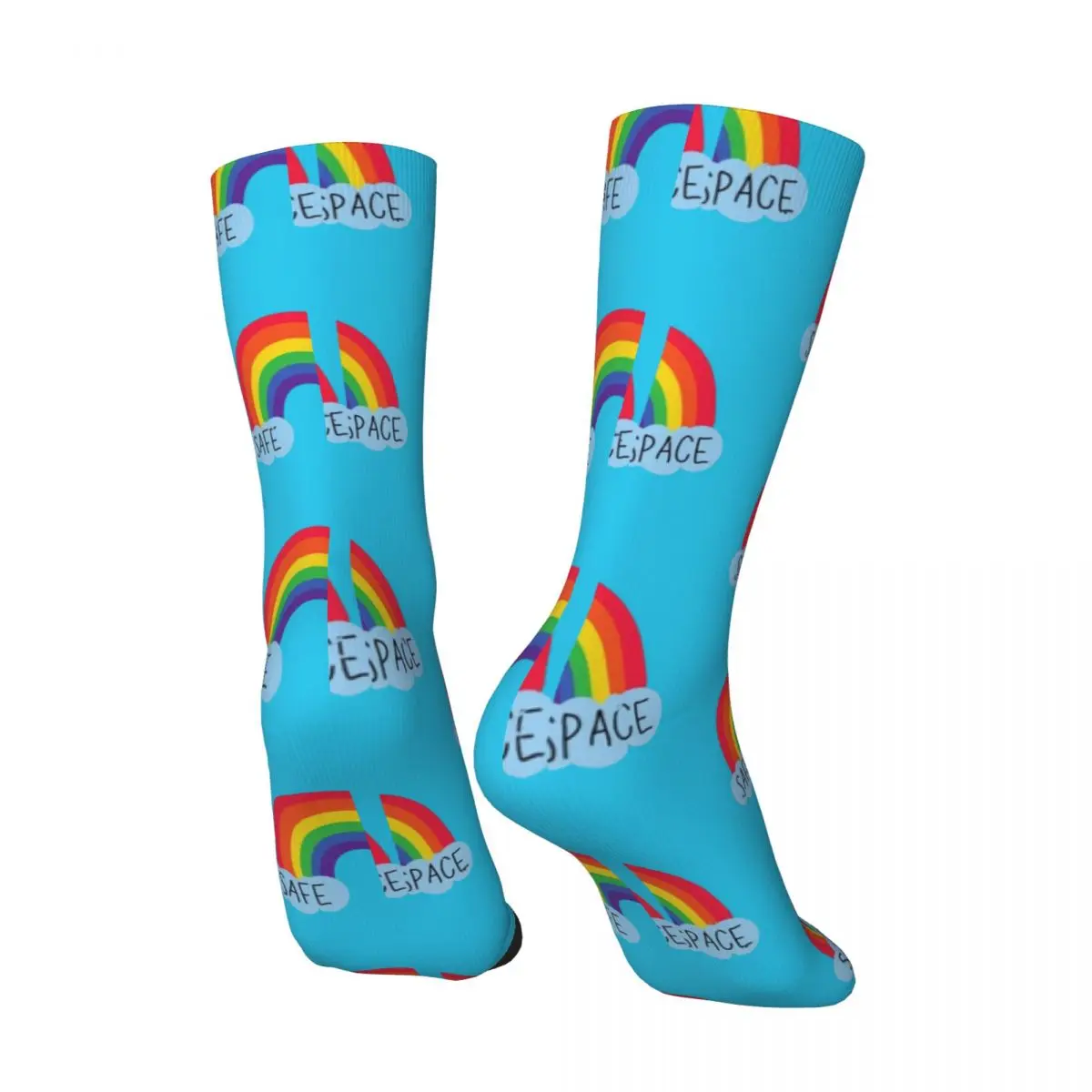 Rainbow Socks Celebrate Pride Elastic Stylish Mid Stockings Large Chemical Fiber Unisex Fitness Socks