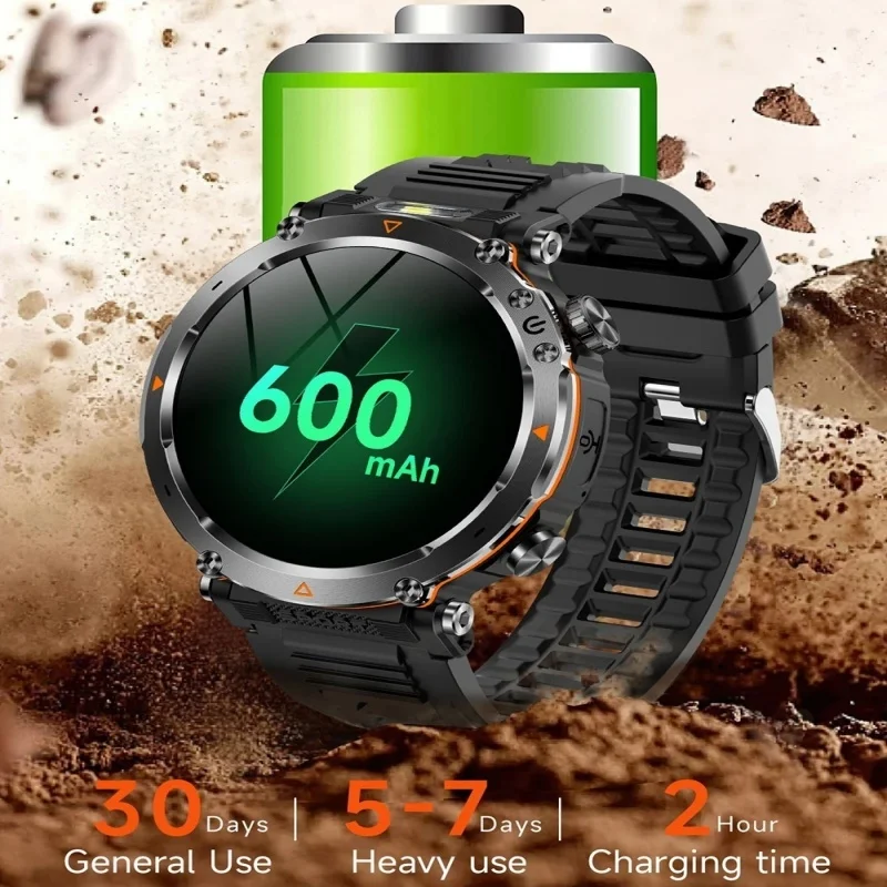 ساعة ذكية GPS عسكرية للرجال AMOLED بطارية 1000 مللي أمبير في الساعة 5ATM مقاومة للماء 170 + وضع رياضي معدل ضربات القلب BT Call ساعة ذكية #3