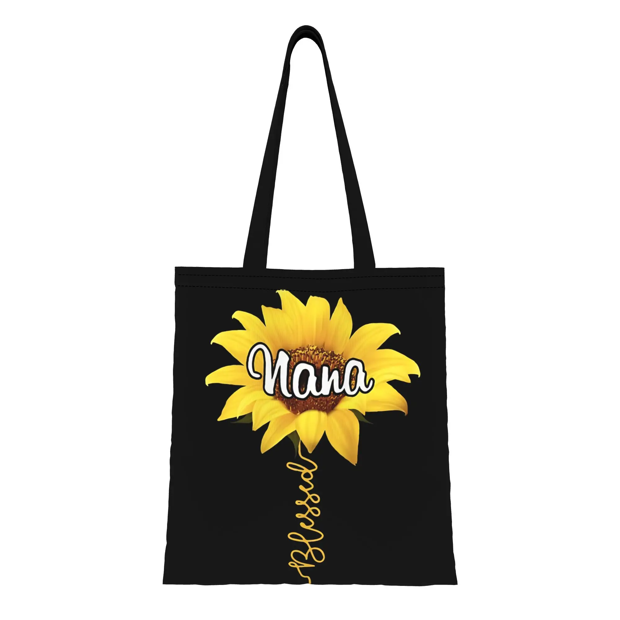 1PC Large Capacity Sunflower Love Mother's Day Gift Canvas Tote Bag Foldable Chic Pattern No Closed Design
