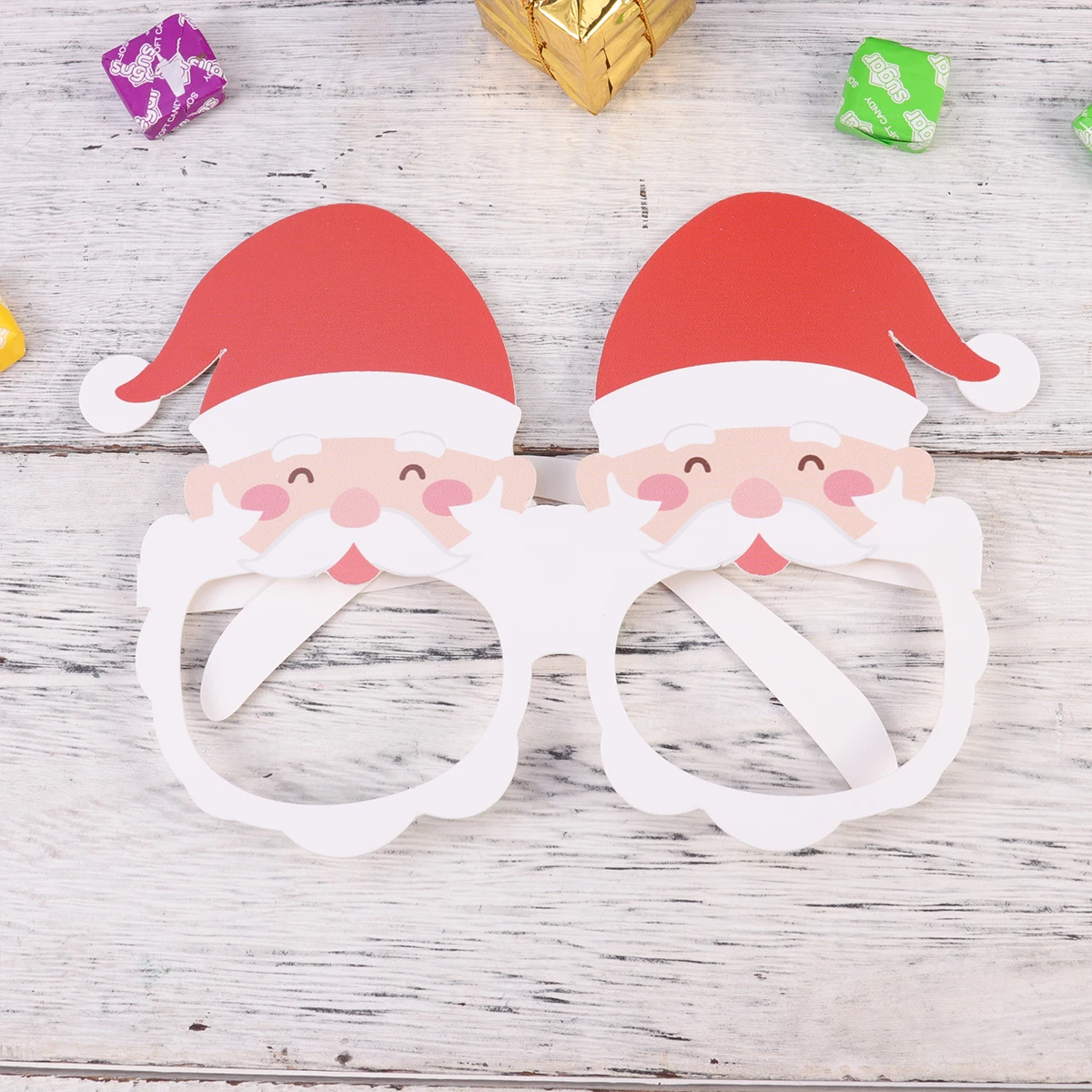 

8 Pcs Christmas Hat Gifts Unique Paper Eyeglasses Party Supplies Festival Photo Props Santa Claus Pattern Xmas Gifts Eco