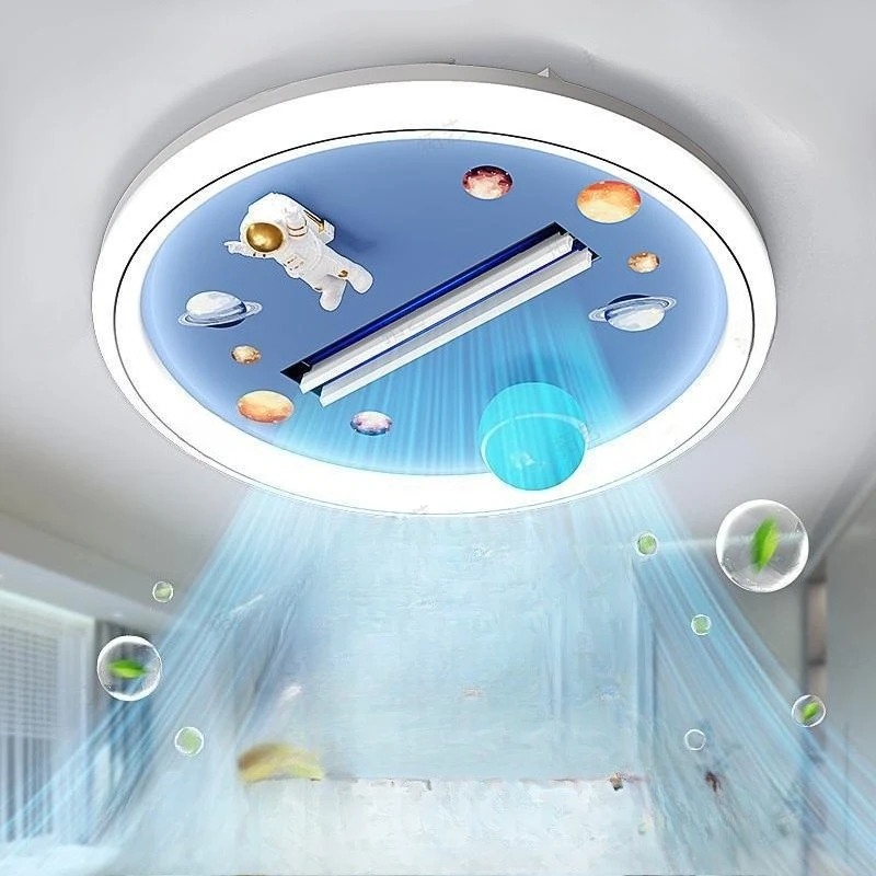 Children's Room Leafless Ceiling Fan Lights Boys' Bedroom Eye Protection Modern Master Bedroom Astronaut Airplane Ceiling Lamps