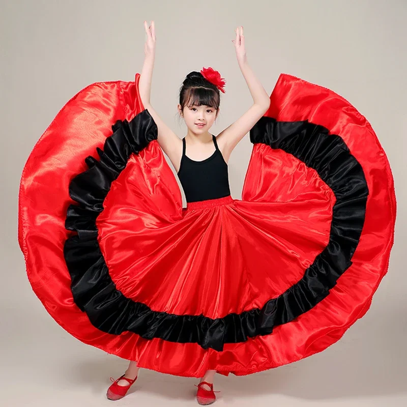 Coro infantil Saia grande, saia espanhola de tourada, performance de dança do ventre feminina, saia prática de flamenco, DL5720, Novo