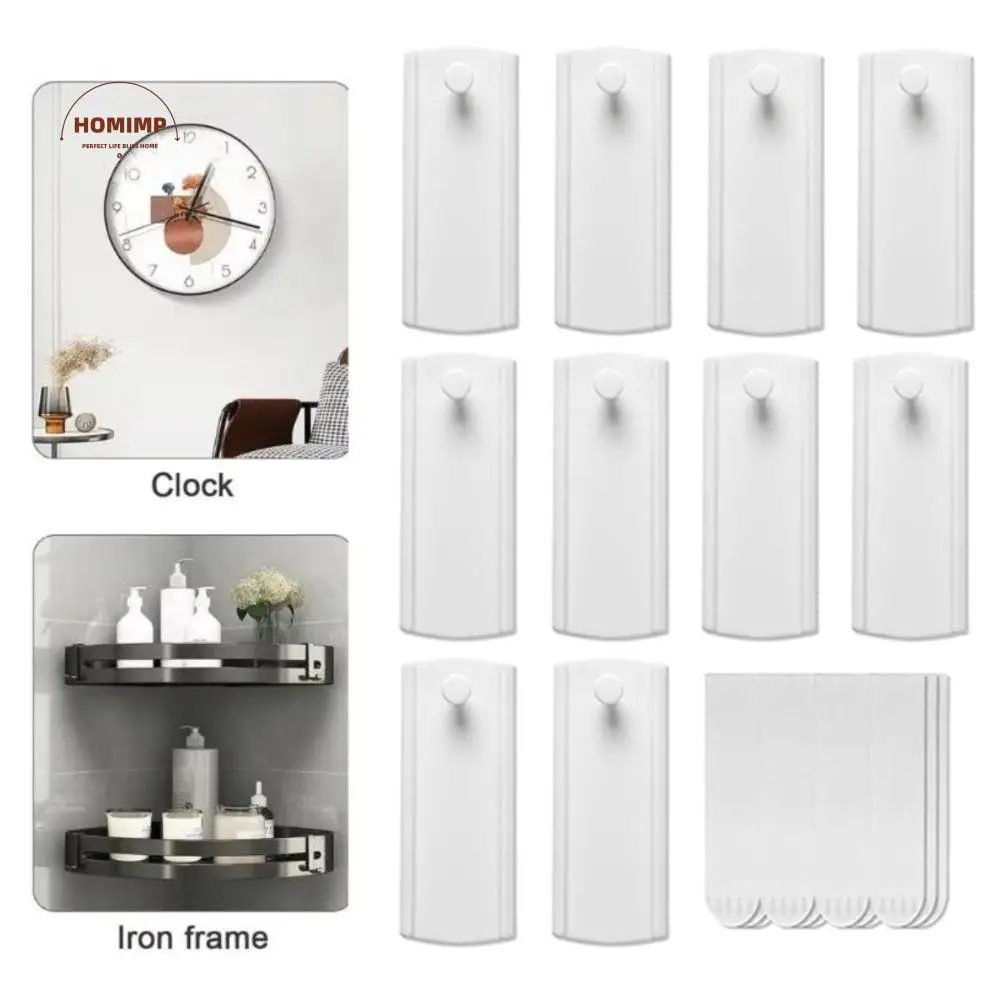 

10Pcs Heavy Duty Picture Hangers Without Nails Removable Easy Install Damage Free Picture Hanging Hooks White Adhesive Strips