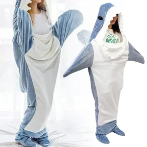 Selimut Hiu Kartun Piyama Wanita Kotak-kotak Jubah Kantong Tidur Selimut Hiu Gaun Megalodon Homewear Dewasa Jubah Mandi Kotak-kotak Nyaman 10 selimut desainer penjualan terbaik - №