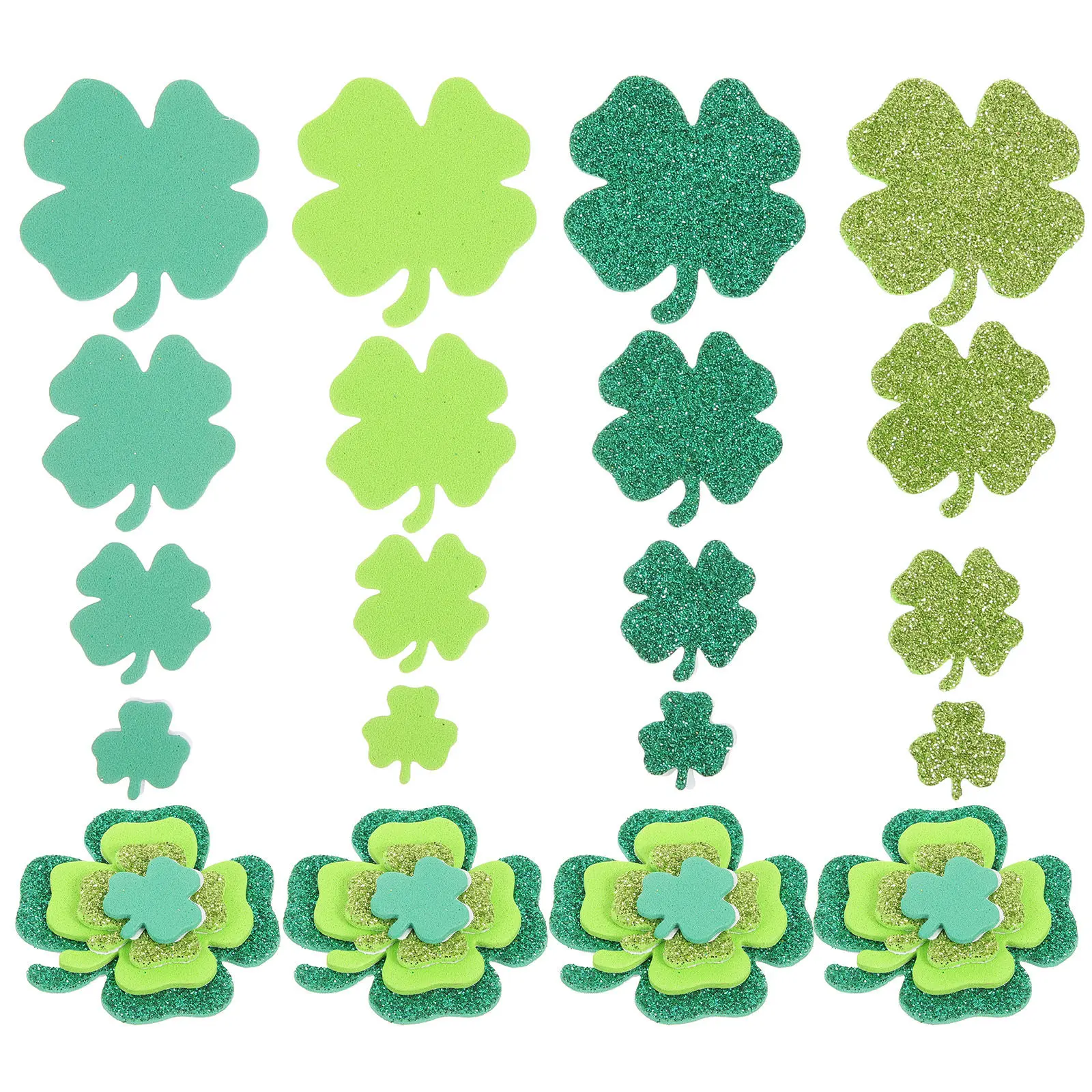 

500Pcs Foam Shamrock Stickers St Patrick's Day Adhesive Decorative Stickers for DIY Craft Party Gifts Envelopes Boxes Bright