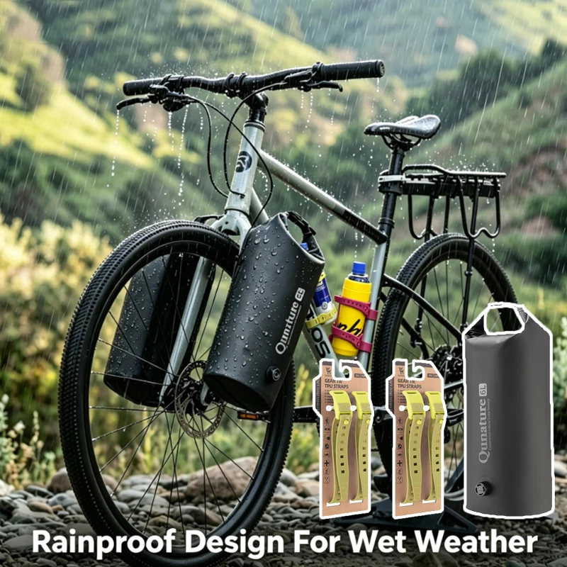 Waterproof Bike Fork Bag with Magnetic Mount  Electric Scooter Bag TPU Compression Dry Camping Bag /strap water bottle holder
