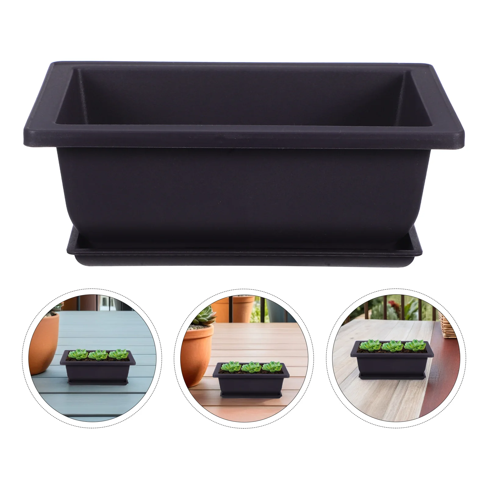 

5 Pcs Potted Plant Plastic Planter Succulent Plants Mini Pots Coffee Rectangle for Flower