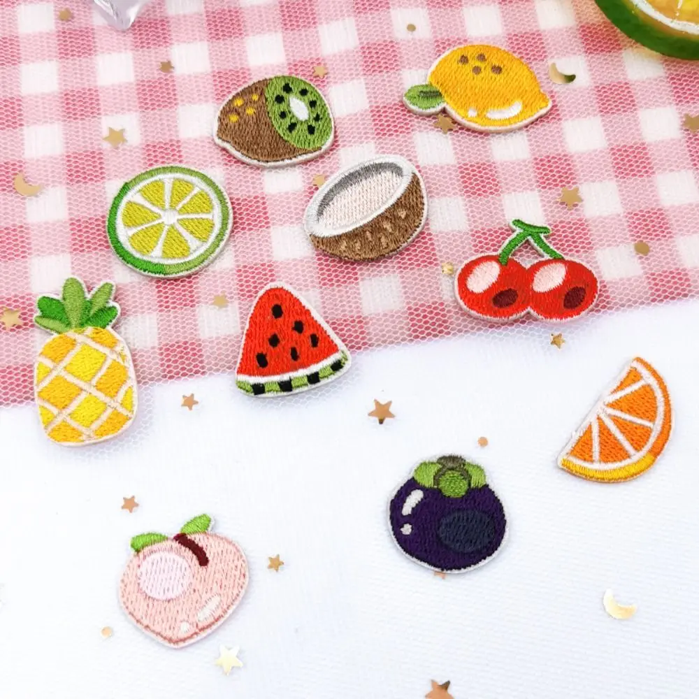 10PCS Clothing Accesories Cartoon Fruit Embroidered Patch Cute DIY Clothing Patch Mini Self-adhesive Clothes Appliques