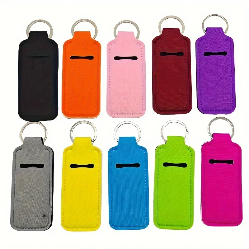 20pcs Lipstick Storage Pendant Keychain Colorful PVC Rubber Lipstick Key Holder, Reusable Portable Travel Clip Key Ring Case, Su