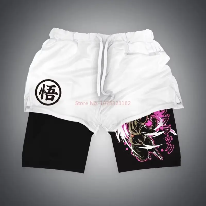 2024 New Dragon Ball Son Goku Shorts Anime Men Double Layer Sports Short Pants Cartoon Sportswear Jogger Breathable Beach Pants