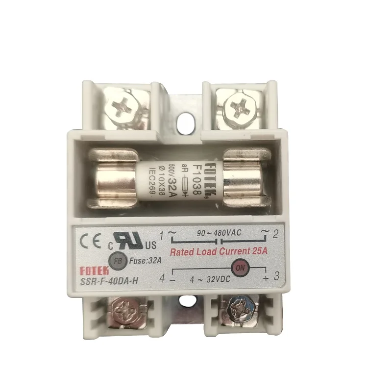 SSR-F-40DA-H Single Phase Solid State Module Fuse Type Input Dc 4~32v Output 90~480vac Rated Current 25A Fuse Current 32A