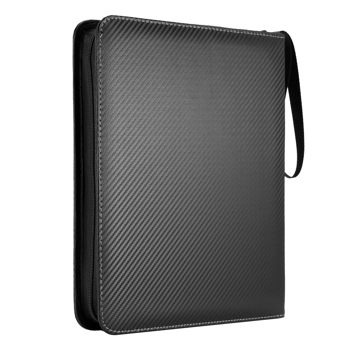 Trading Card Binder, 9 Pockets Baseball Card Binder Sleeves with Zipper, Card Case for Game/Football/Baseball Card Black