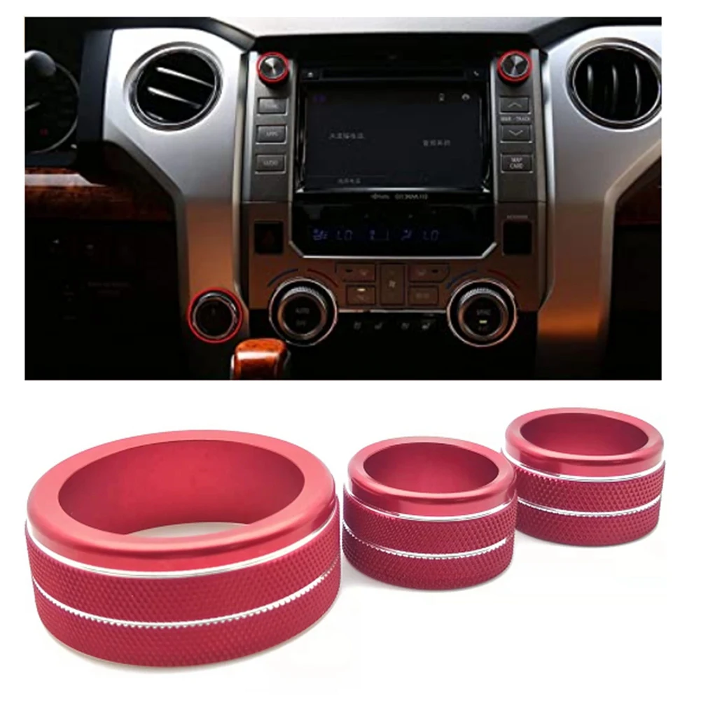 3PCS for Toyota Tundra 2014-2021 Car AC Volume Vent Knob Ring 4WD Wheel Drive Button Cover Trim Accessories,