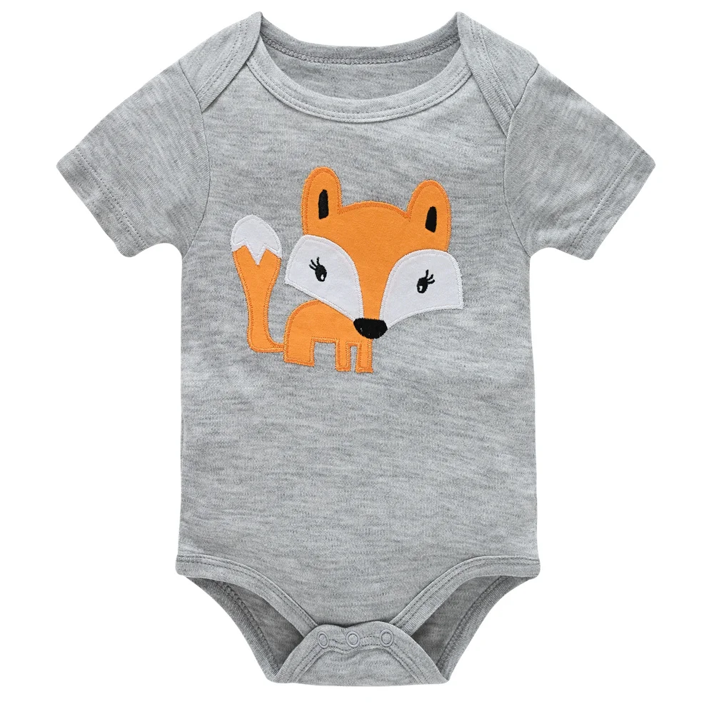 2 Pieces Baby Boys Rompers 100% Cotton Soft Kids Bodysuit Newborn Fox Car Cartoon Clothing Set image 4