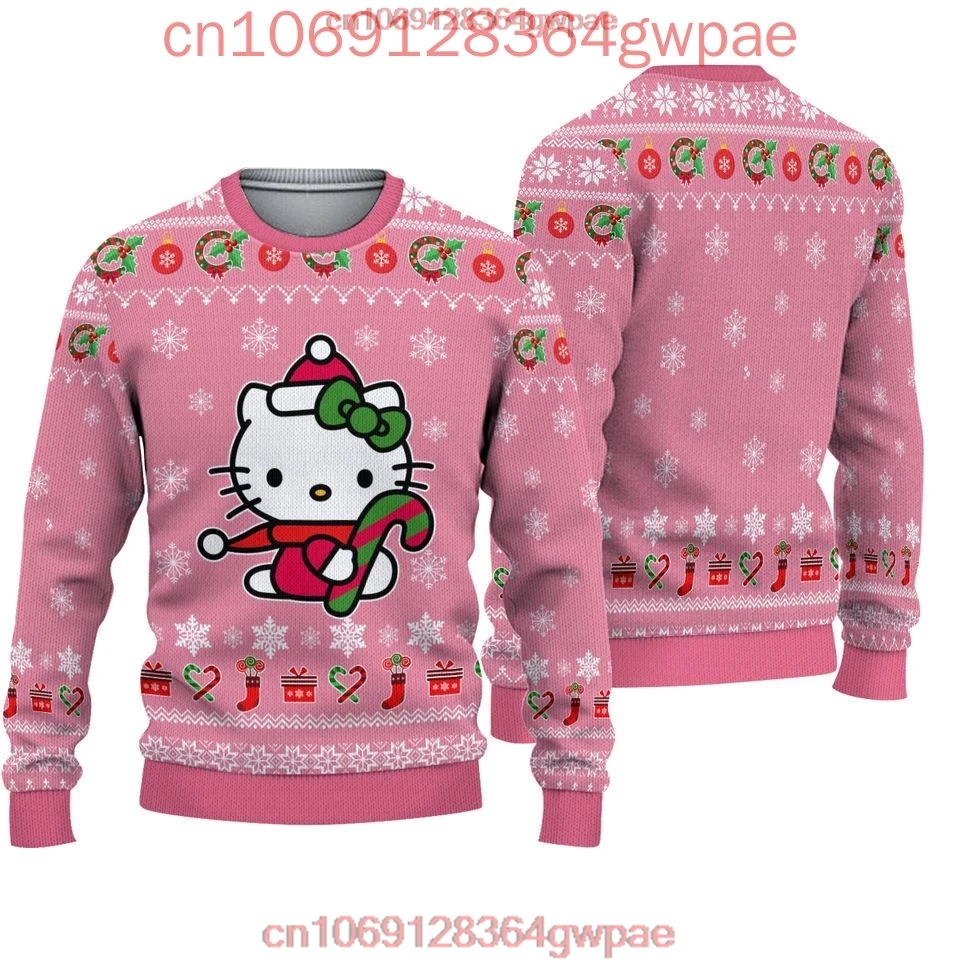 Hello Kitty Ugly Sweater Men\'s Womens 3d Sweater Tops Sanrio Cartoon Ugly Christmas Sweater Anime Xmas Gifts Christmas Sweater