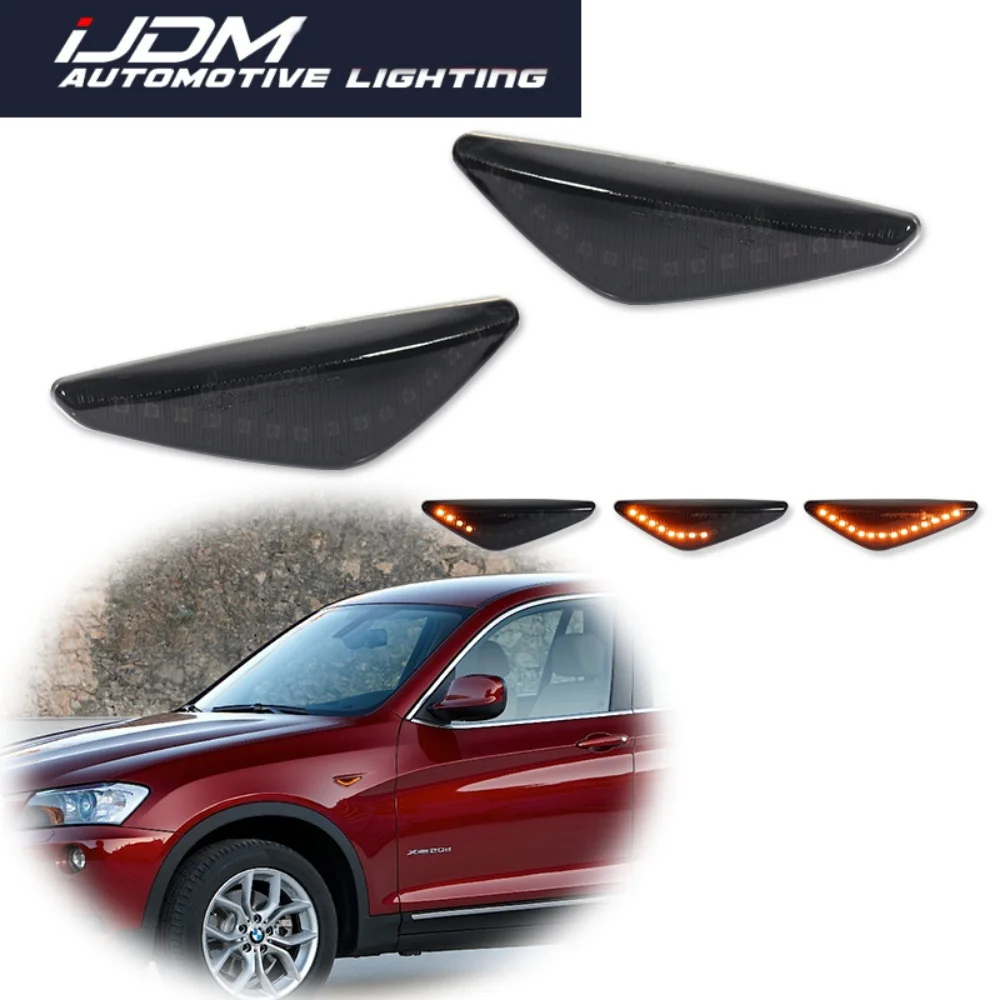 

For BMW F25 E70 E71 E72 X3 X5 X6 Amber Sequential Blinker LED Car Front Bumper Side Marker Turn Signal Lights Fender Flare Lamps