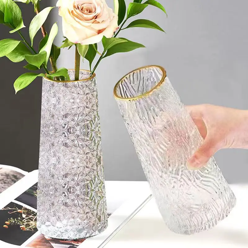 Creative Nordic Glass Flower Vase Ins Flower Bottle Transparent Hydroponic Vase Glass Bottle for Flowers Desktop Decoration