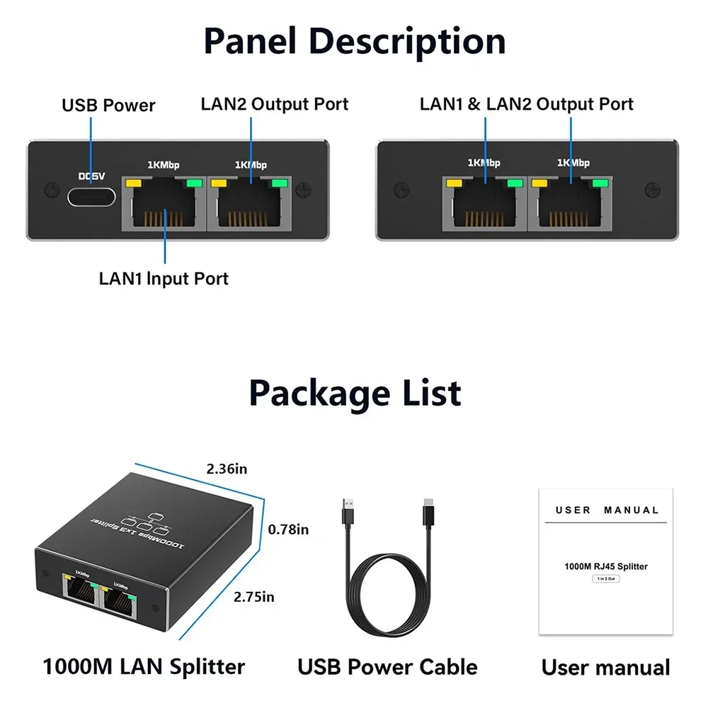 

Network Splitter Ethernet Splitter for PC laptop Network RJ45 Splitter 1 in 4 out 1X3 1X2 100M 1000M Gigabite Ethernet