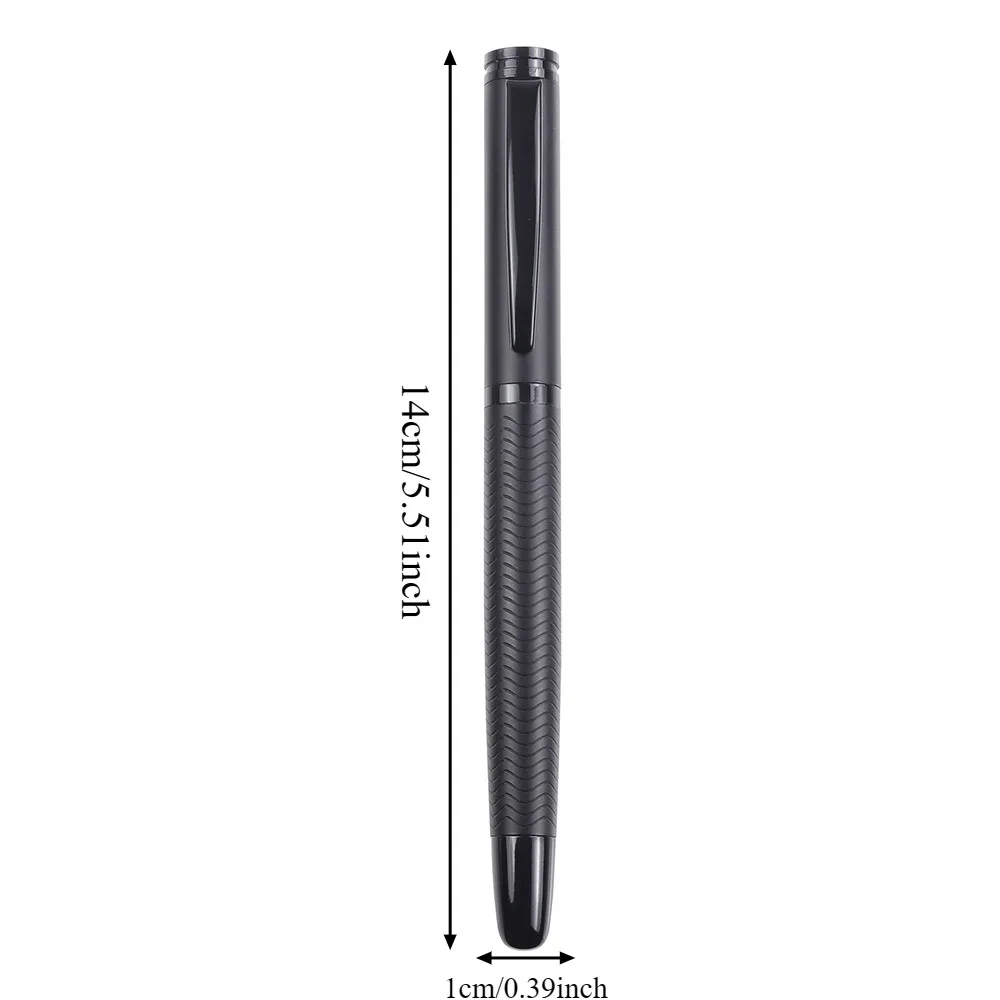 1/2 Black Metal Signature Pen, Business Signature Pen, Wavy Anti-Slip Grip—Medium Tip, Metal Body, Suitable for Daily Office and Study Use