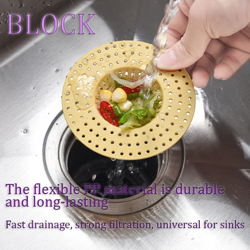 3PCS Hair Sink Sewer Filter Floor Drain Strainer Hair Stopper Shower Drain Cover Kitchen Sink Anti-blocking Home Accessories