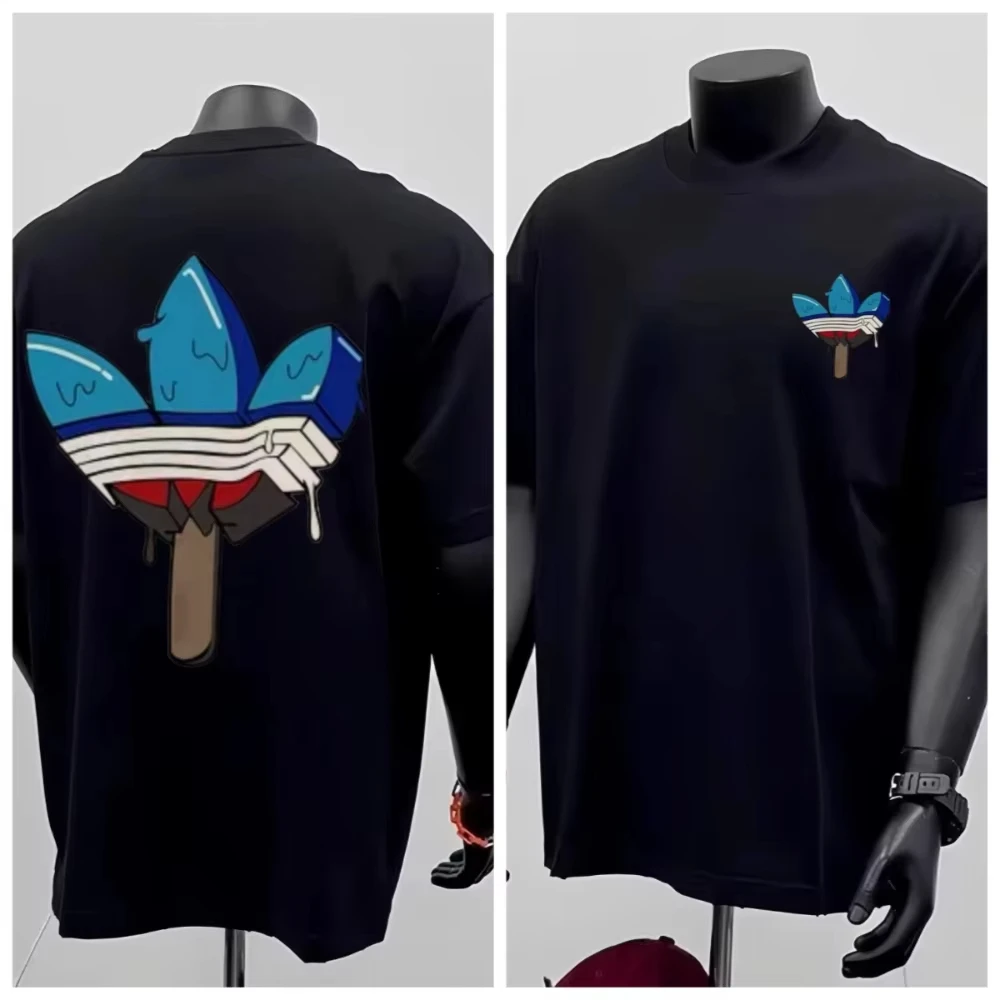 

2025 Новая летняя модная футболка с круглым вырезом и коротким рукавом, высококачественная футболка с коротким рукавом с принтом, универсальный стиль, простой