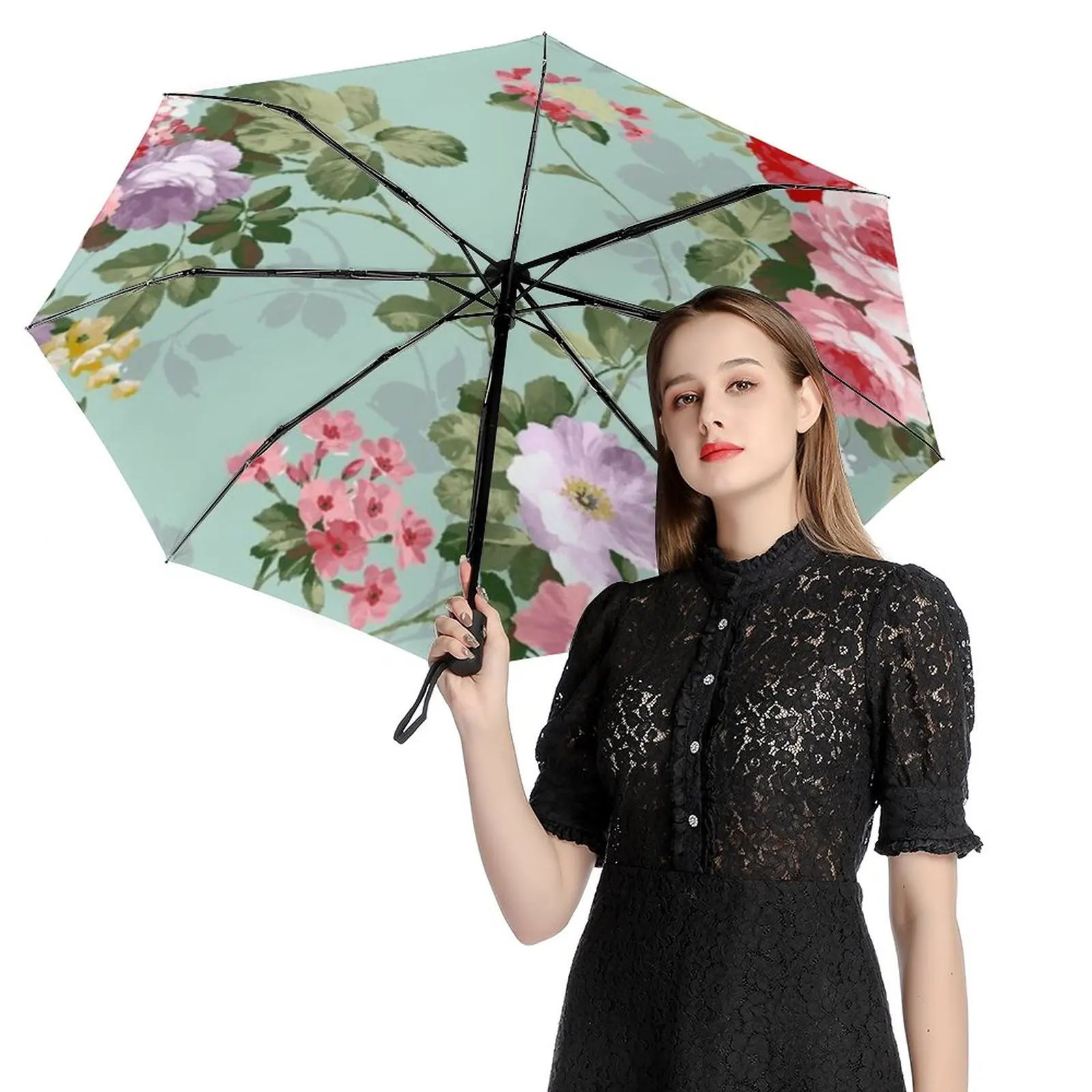 

Automatic Umbrella Rain Sun Rain Anti Uv Windproof Beach Umbrella Girl Parasol Folding Parasol Umbrellas Rain Women Portable91